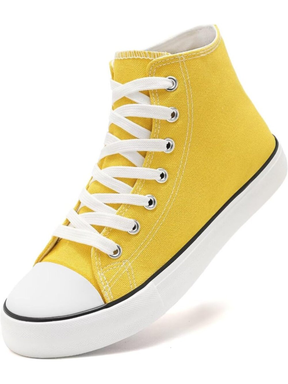 Women's Yellow High Top Canvas Breathable Comfortable Lace Up Casual Sneakers